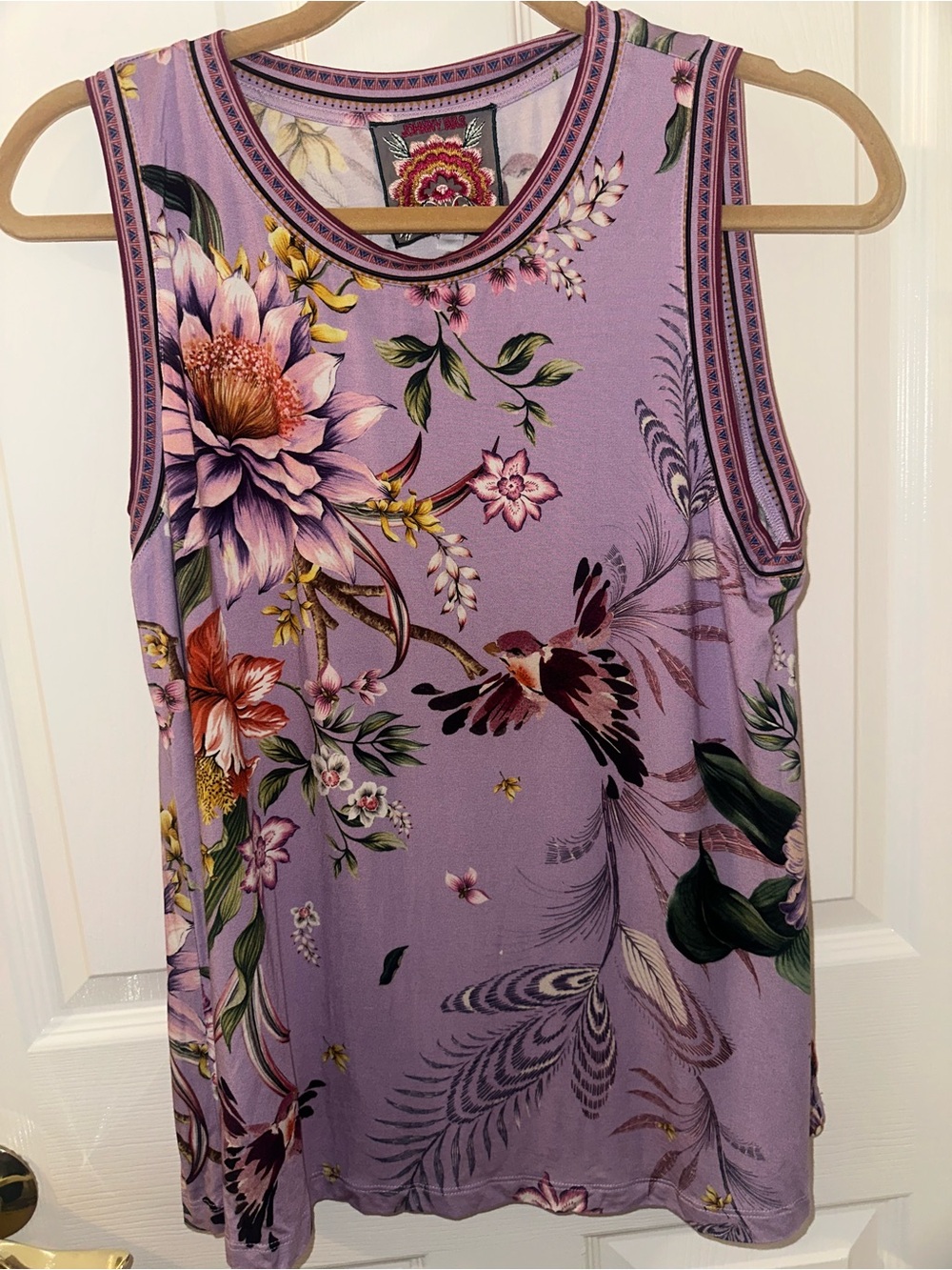 JOHNNY WAS Floral Sleeveless Tank Top - Lavender size M